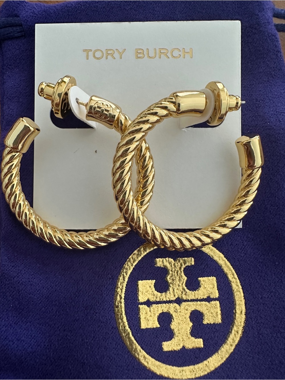 Tory Burch Twisted Rope Gold Hoop Earrings